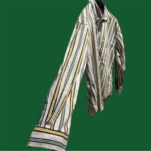 Funky 80s Style Long Sleeve Striped Button Up Tommy Hilfiger Shirt